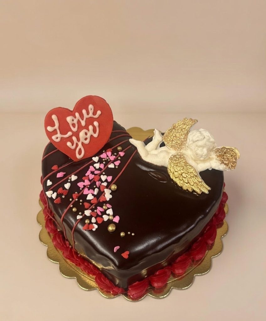 Chocolate ganache heart cake